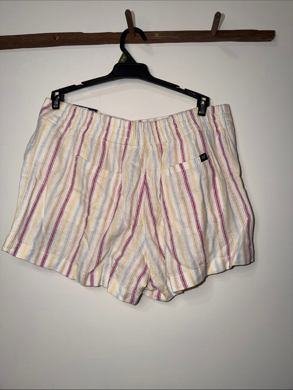 GAP High-Waist Striped Shorts in Cream with Pink & Yellow - Picture 4 of 5